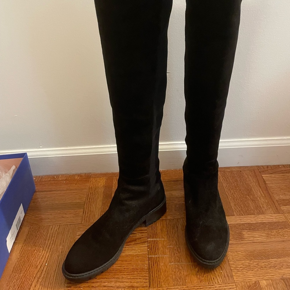 Stuart Weitzman 5050 City Suede Over-The-Knee Boot, Black, 7.5